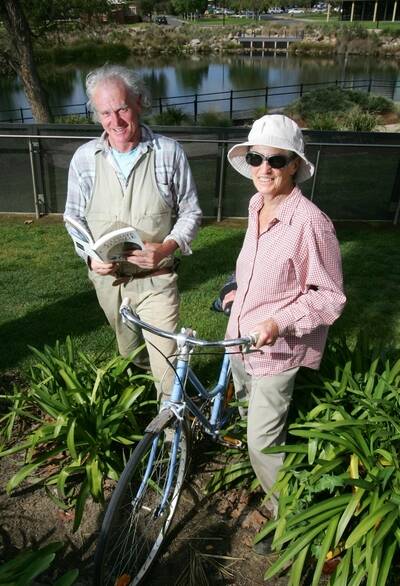 GREENER CITY: Jim Rees and Philippa Cutter of Climate Rescue Wagga at the Civic Centre yesterday ahead of the Sustainability Showcase on Saturday. Picture: Les Smith.