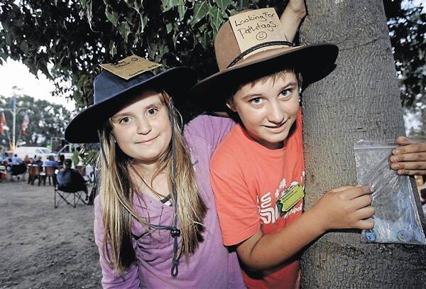 YOUNG SEEKERS: Sheridan, 9, and Matthew Young, 11, join in the search for path tags during the Oz Mega Event held over the weekend.