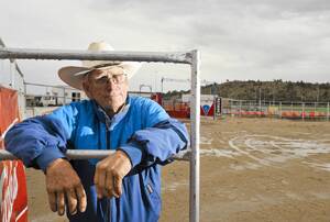 DRENCHED and DREARY: Rodeo organiser John Gill has had to pospone the rodeo until Sunday due to drenched field.      Picture: Oscar Colman