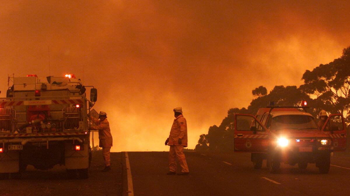 A fire rages out of control at Darkes Forest, south of Sydney. Photo: SYLVIA LIBER
