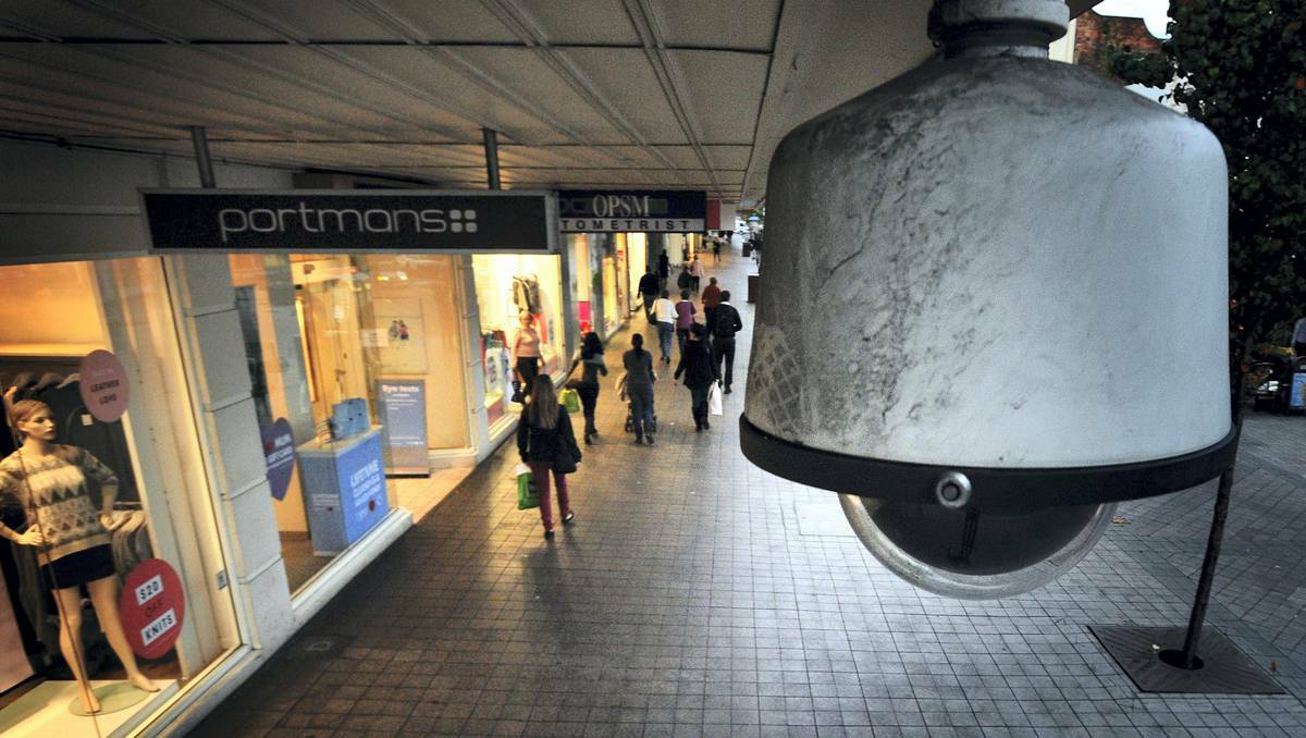 A CCTV camera in the Brisbane Street Mall, Launceston.