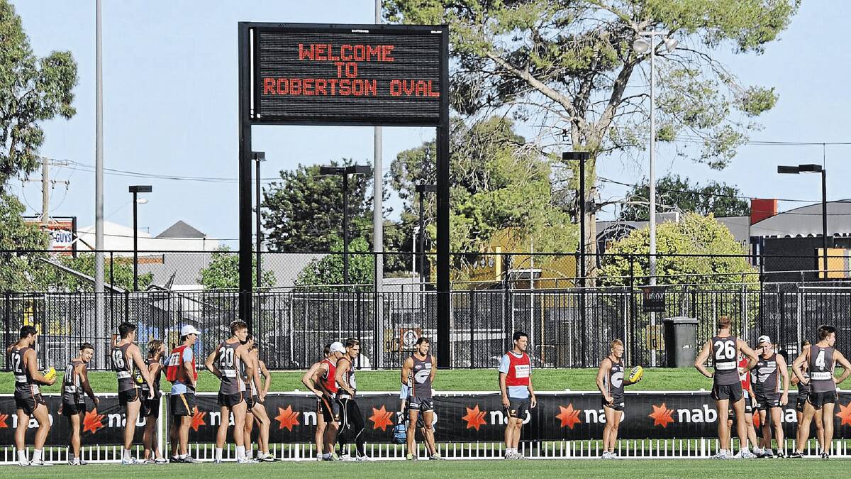LAST-CHANCE TRAINING: GWS hit the new-look Robertson Oval for their final session before facing the Brisbane Lions tonight. Picture: Les Smith