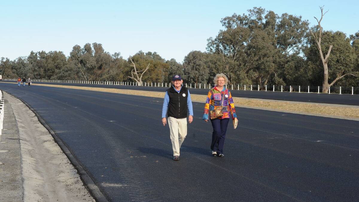 Don and Chris Bertram from Wagga thought the bypass was great, but hoped that it didn't take business away from the town. Picture: Keith Wheeler