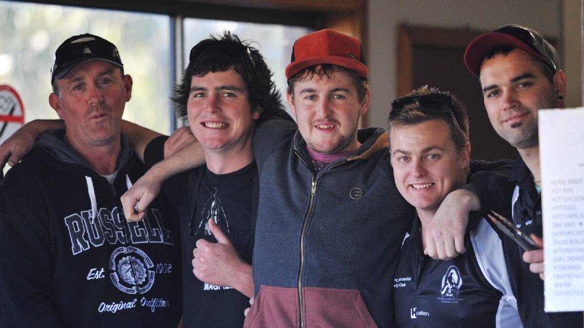 Farrer League. TRYC v Northern Jets. (From left) Gavin Hofat, Andrew Saddler, Tom Anthony, Joel Hughes and Daniel Fellows man the canteen. Picture: Alastair Brook