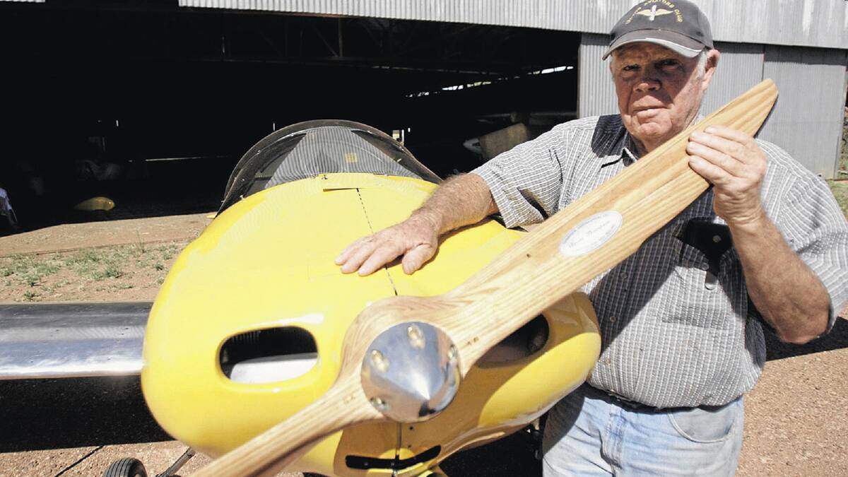 Leeton resident Warren Kirkup with his Sonex plane that he built himself from scratch. The aircraft has been taken for its first flight.