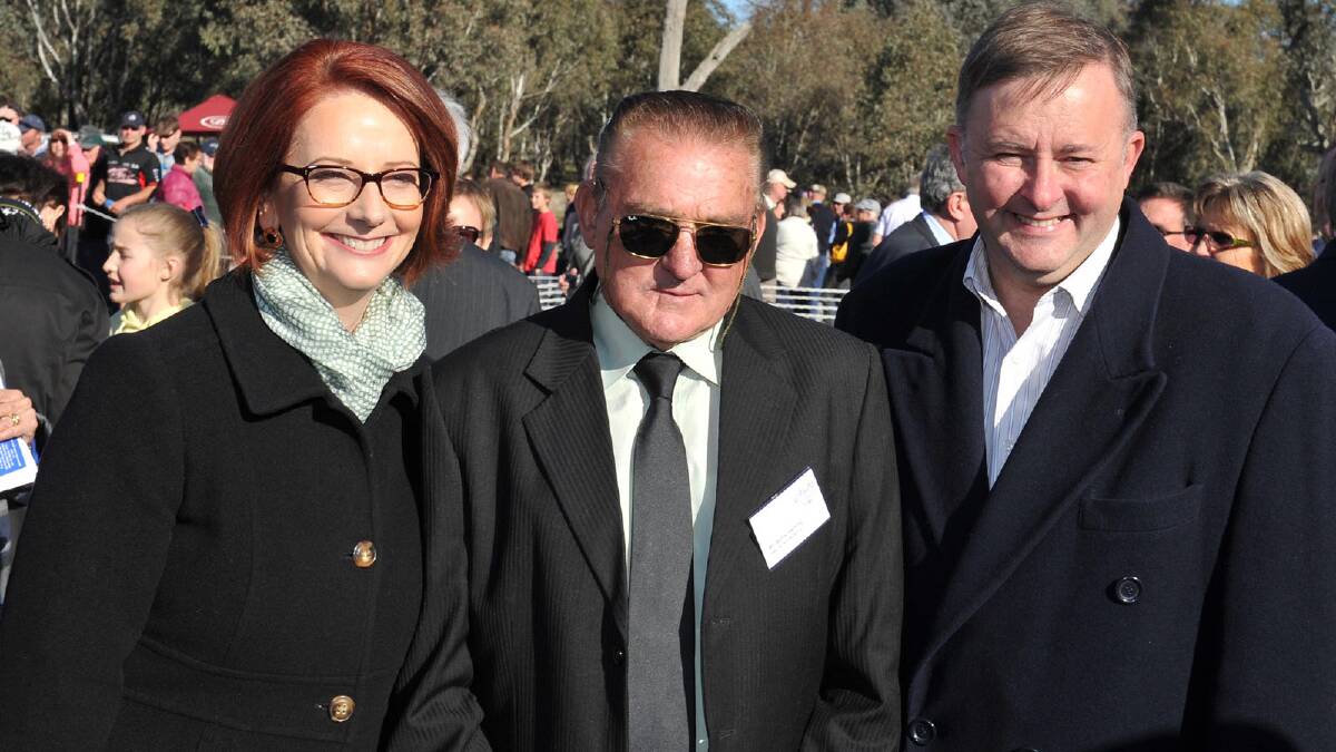 Prime Minister Julia Gillard, Barry Herring from Roads and Maritime Services and Minister for Infrastructure and Transport Anthony Albanese. Picture: Michael Frogley