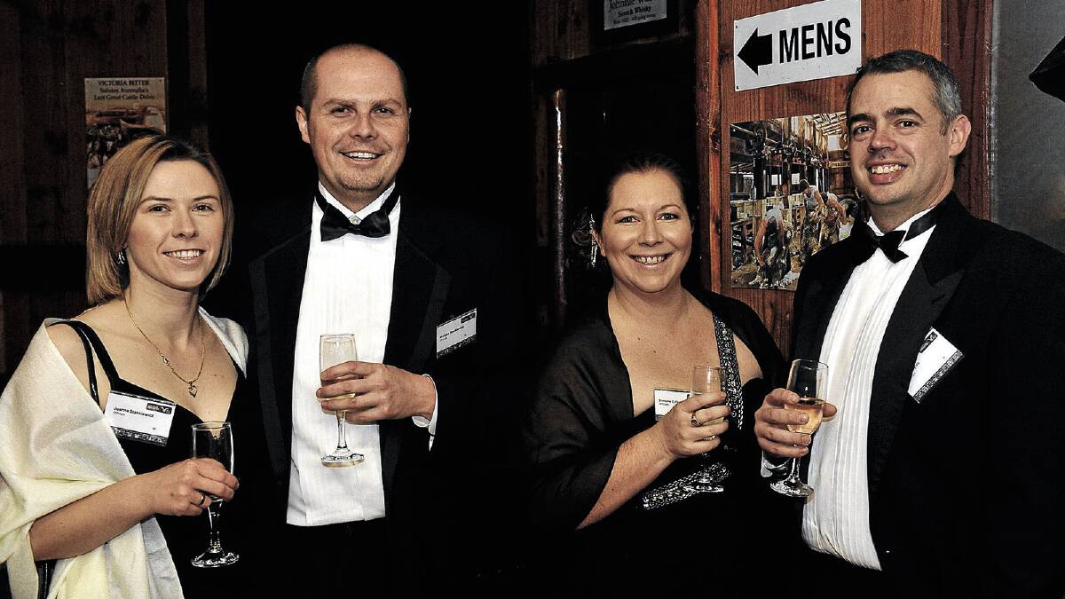 APPY OCCASION: 365cups founder Simone Eyles (second from right) toasts to another successful night for the app with Joanna and Mariusz Stankiewicz and Craig Eyles. Picture: Michael Frogley