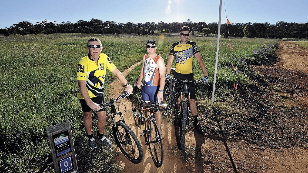 PEDALS AHEAD: Ray Loiterton, Terry Willis and Michael Clothier have all backed the proposed multi-purpose cycling centre put forward for Pomingalana Reserve.  	Picture: Michael Frogley 