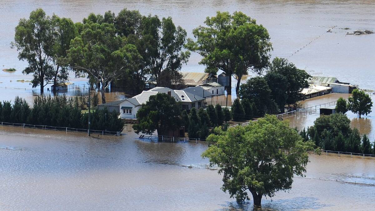 A flooded property near North Wagga. Picture: Addison Hamilton