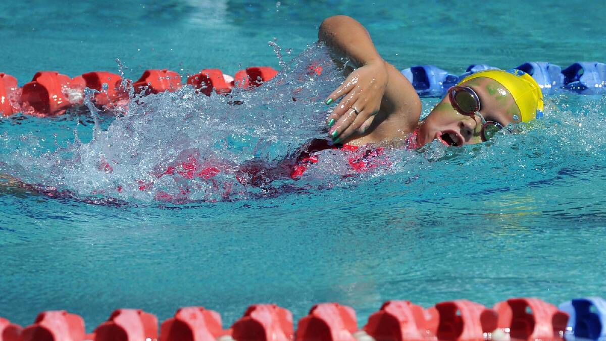 Meg Senior, 9, wins the 50m freestyle. Picture: Michael Frogley