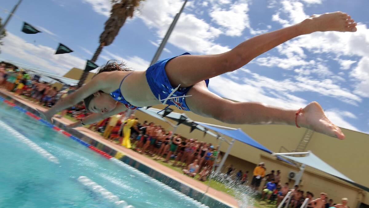 Jocelyn Dolan, 12, dives in for her 50m freestyle. Picture: Michael Frogley
