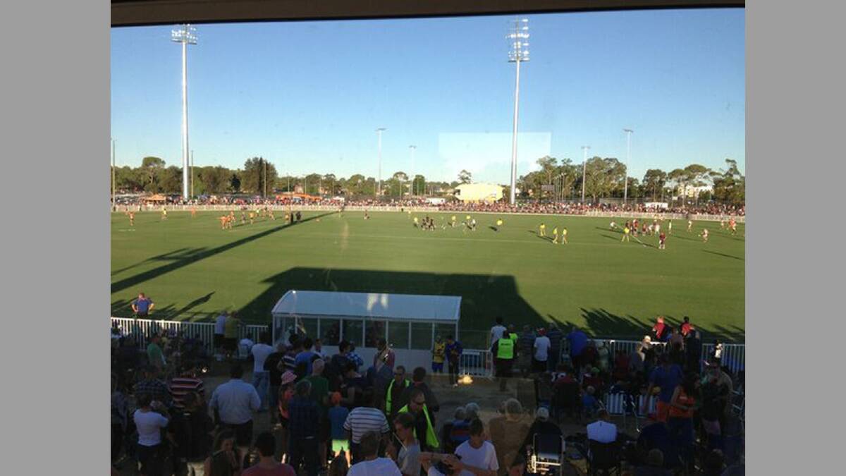 The teams take the field just moments before kick off. Picture: Tim Robbo via Twitter