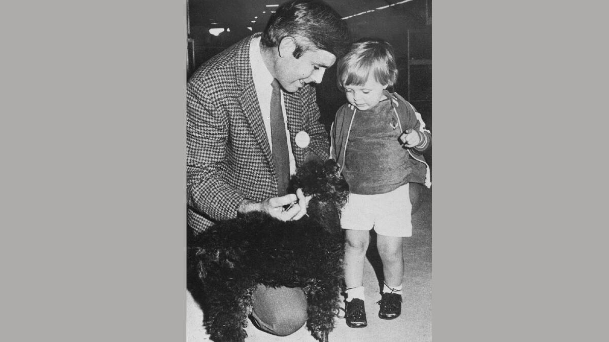 Donald Mackay, pictured on the campaign trail in 1976 with James, 2.