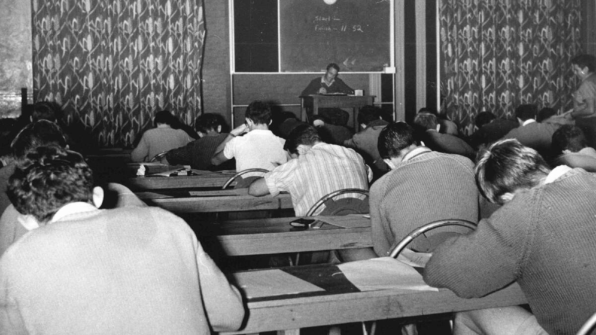 Students sit for an examination. Picture: Regional Archives/Wagga and District Historical Society