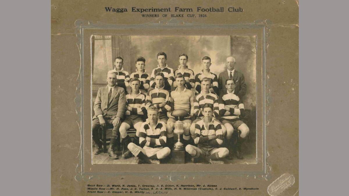 The Wagga Experiment Farm Football Club in 1924. Picture: Regional Archives/Wagga and District Historical Society