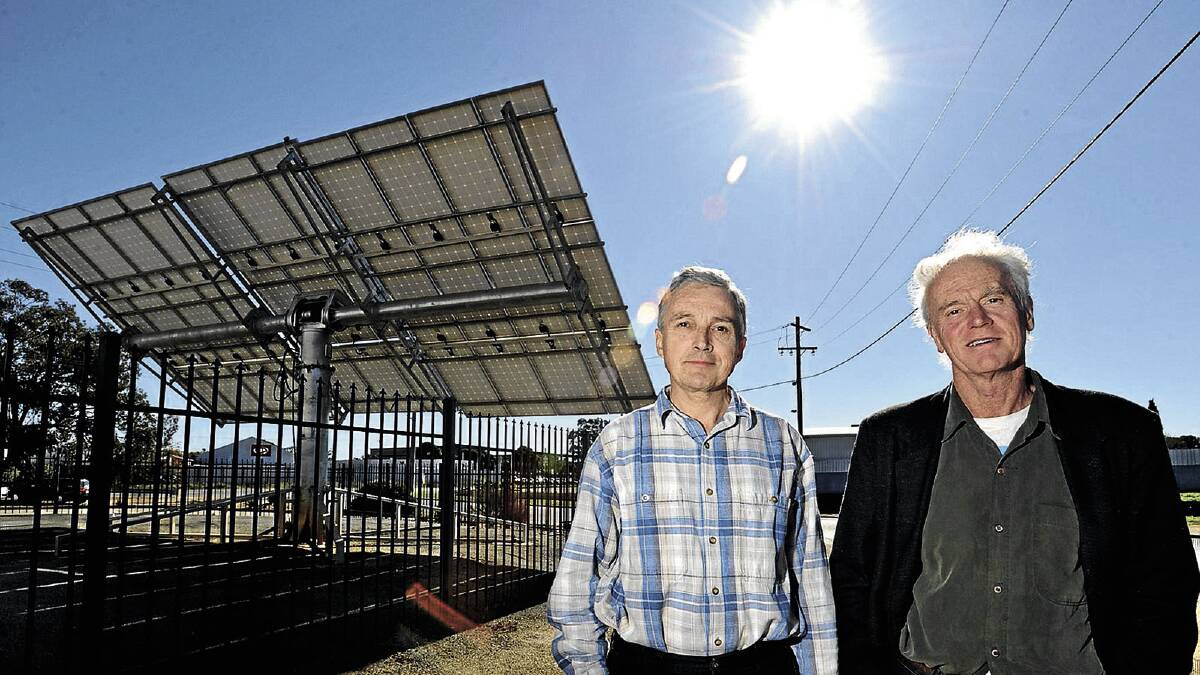 BRIGHT IDEA: Climate Rescue of Wagga Inc chairman Stephen James (left) and committee member Jim Rees are calling on interested members of the public, businesses and other organisations to join the Riverina Community Solar Farms initiative. It will be launched on June 26.  Picture: Les Smith