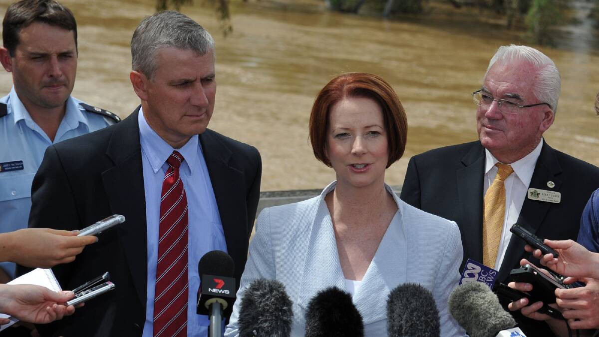 Prime Minister Julia Gillard addresses the press conference. Picture: Michael Frogley