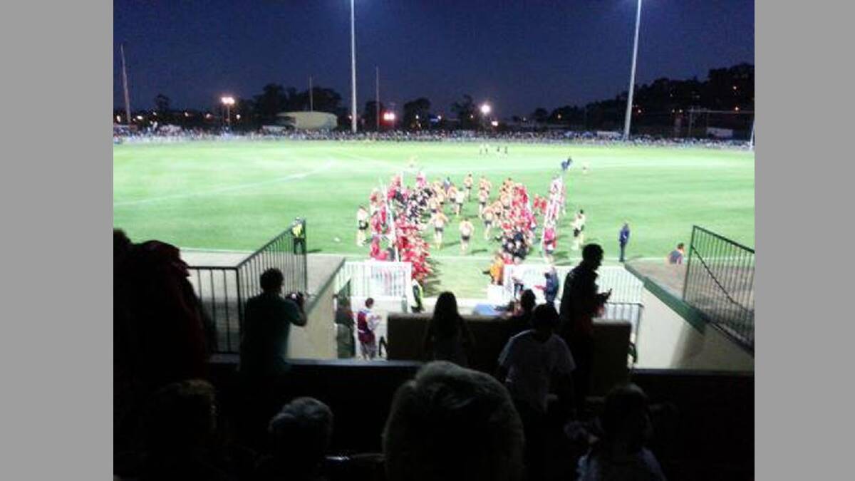 The teams comes back onto the field for the second half of the game. Picture: Kerrin Binnie via Twitter