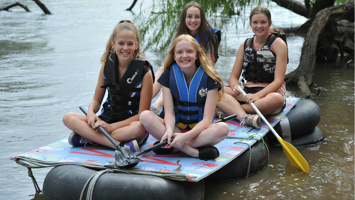 2014 Gumi Race: (L-R) Laura McMahon,14, Caitlin McGrath,14,Emma Van Der Rijt,14,and Annie Plemming,14, on the "First Timers". Picture: Michael Frogley