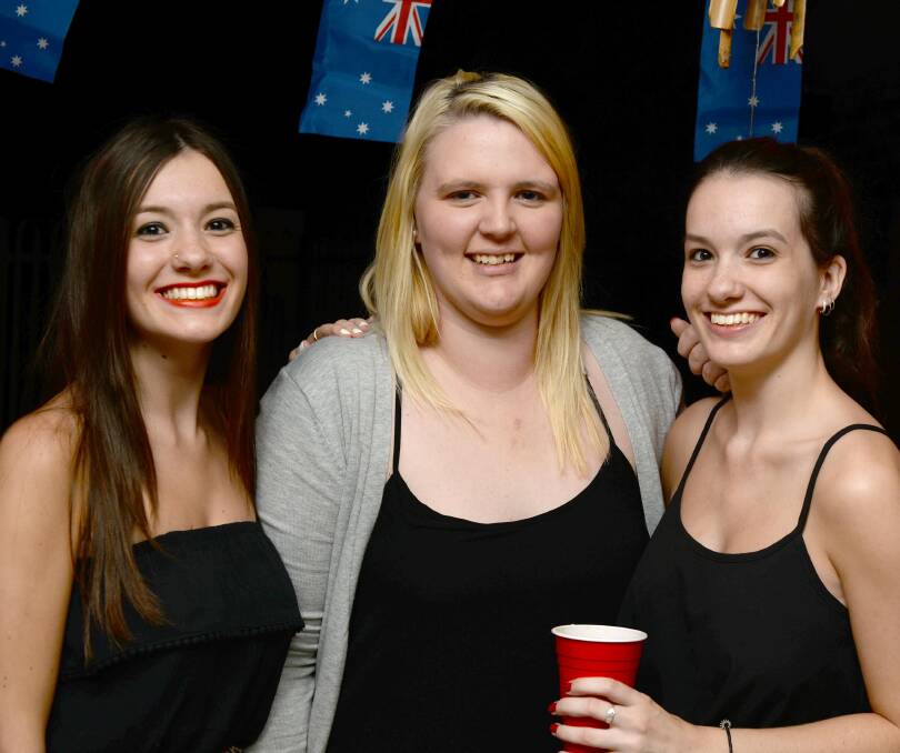 Jess Rudd, Chelsea Snowden and Caitlin Rudd enjoy Australia Day celebrations. Picture: Jacinta Coyne 