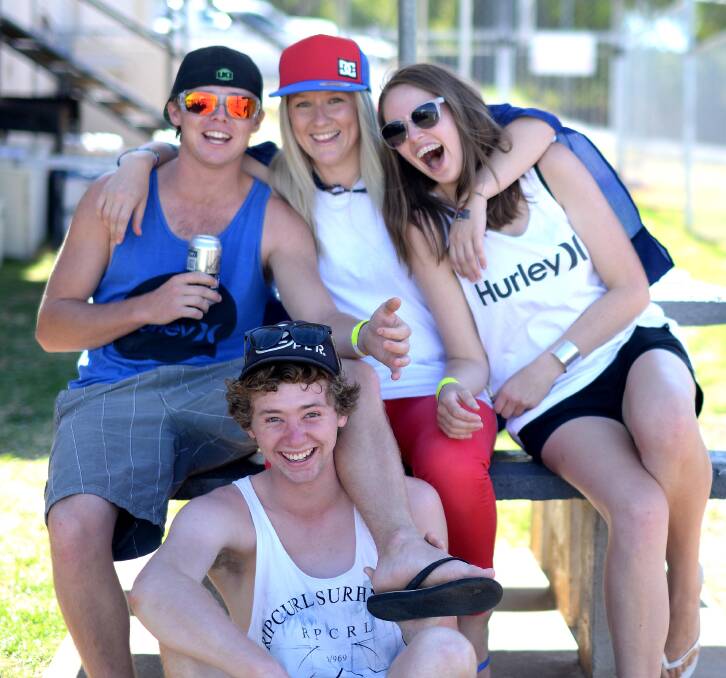 Enjoying Australia Day at the Wagga Boat Club were Patty McMullen, Jamie Robinson, Tara Colley and Matty Griffin. Picture: Jacinta Coyne 