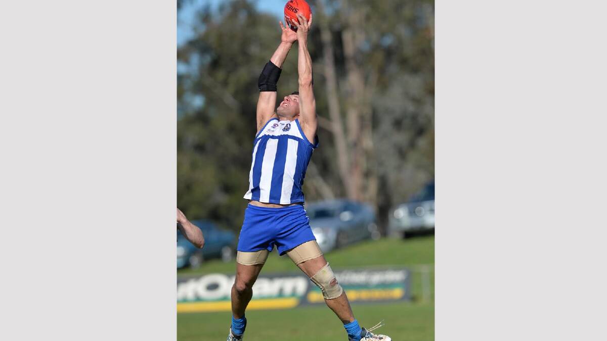 Farrer League at Maher Oval - Temora v TRYC. Temora's Scott Blackwell goes for the mark. Picture: Michael Frogley