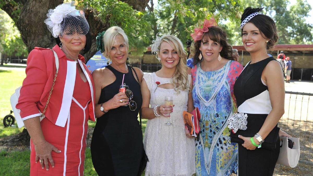 At the MTC Melbourne Cup race day are Luita Aichinger, Katrina Neiberding, Samantha Brooke, Donna Spackman and Clare Haddrill. Picture: Les Smith