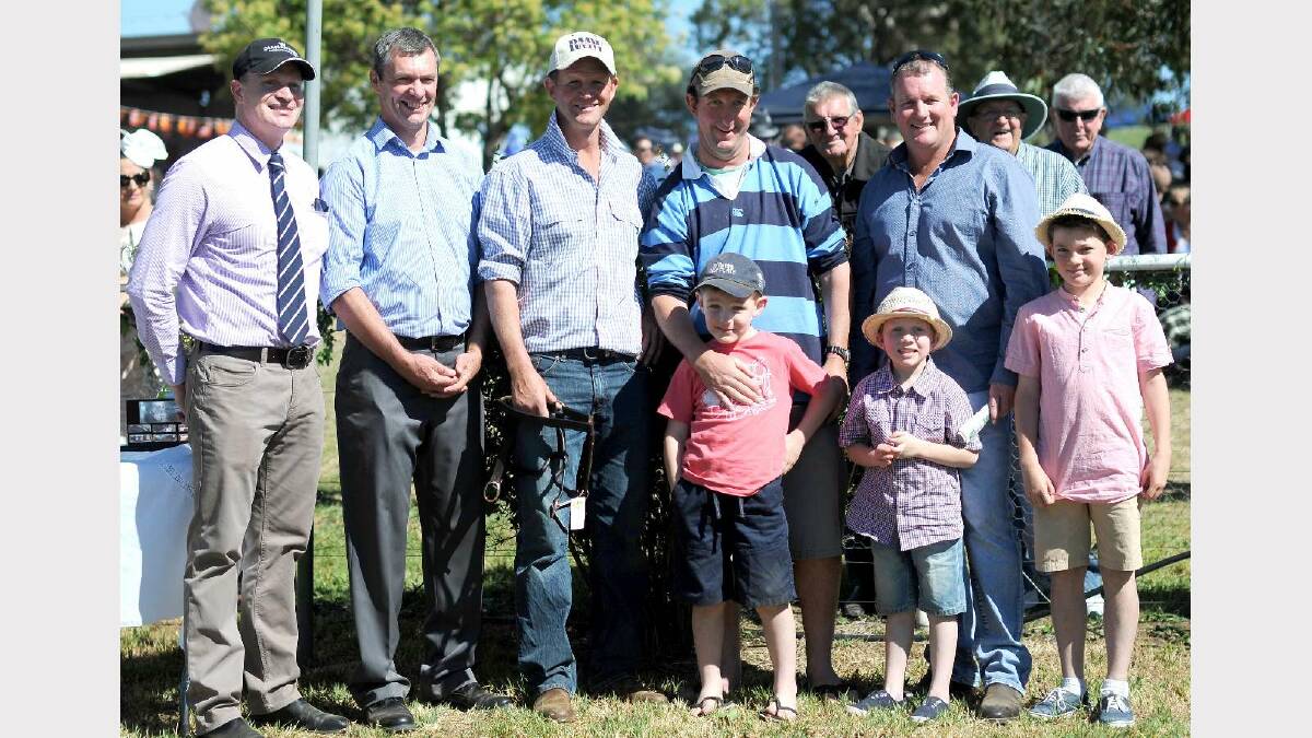Race Four's winners Paul Dadd, Darren Garnon owner, operator of Lubealloy Manufacturers who sponsored this race, Chris Heywood, Gerard Piffero with son Ben, Darren Corcoran and his boys Zack and Billy Corcoran. Picture: Jacinta Coyne