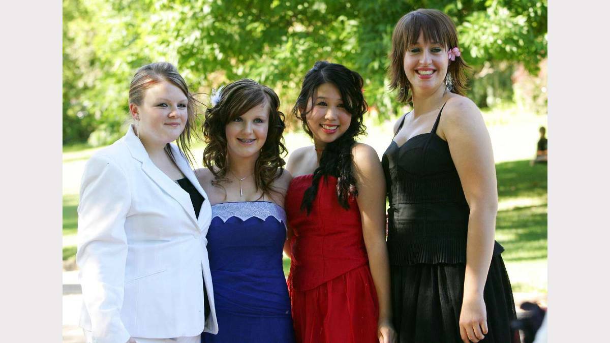 Gabby Campbell, Ashlee Kimball, Maggie Kwan and Penny Salway at the Kooringal High School formal in 2005. Picture: Brett Koschel