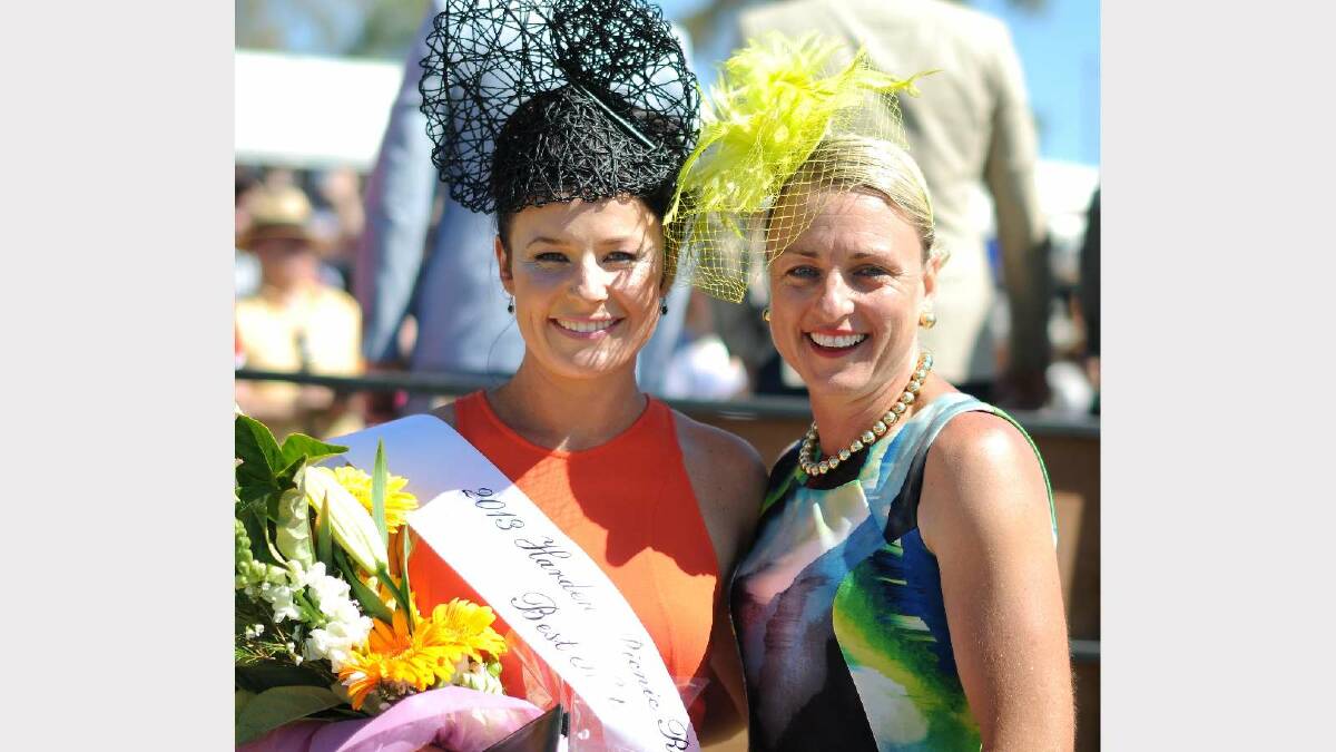 Best Hat winner Kristy Brown with runner-up Allison Manwaring. Picture: Jacinta Coyne