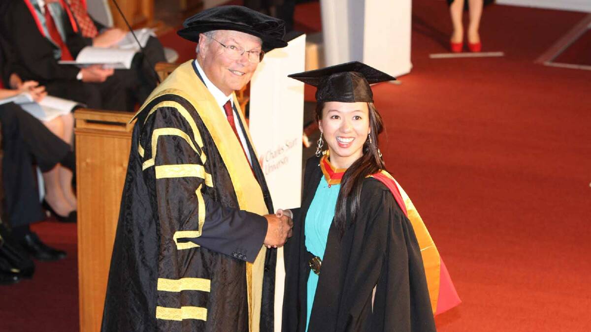 Graduating from Charles Sturt University with a Bachelor of Pharmacy is Thanh Le. Picture: Daisy Huntly