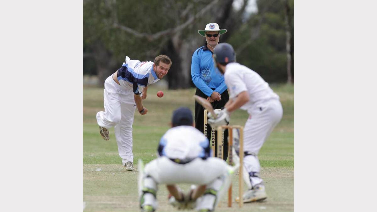 CRICKET: St Michaels v South Wagga at Rawlings Park. St Michaels batsmen face the bowling of Jake Hindmarsh. Picture: Les Smith