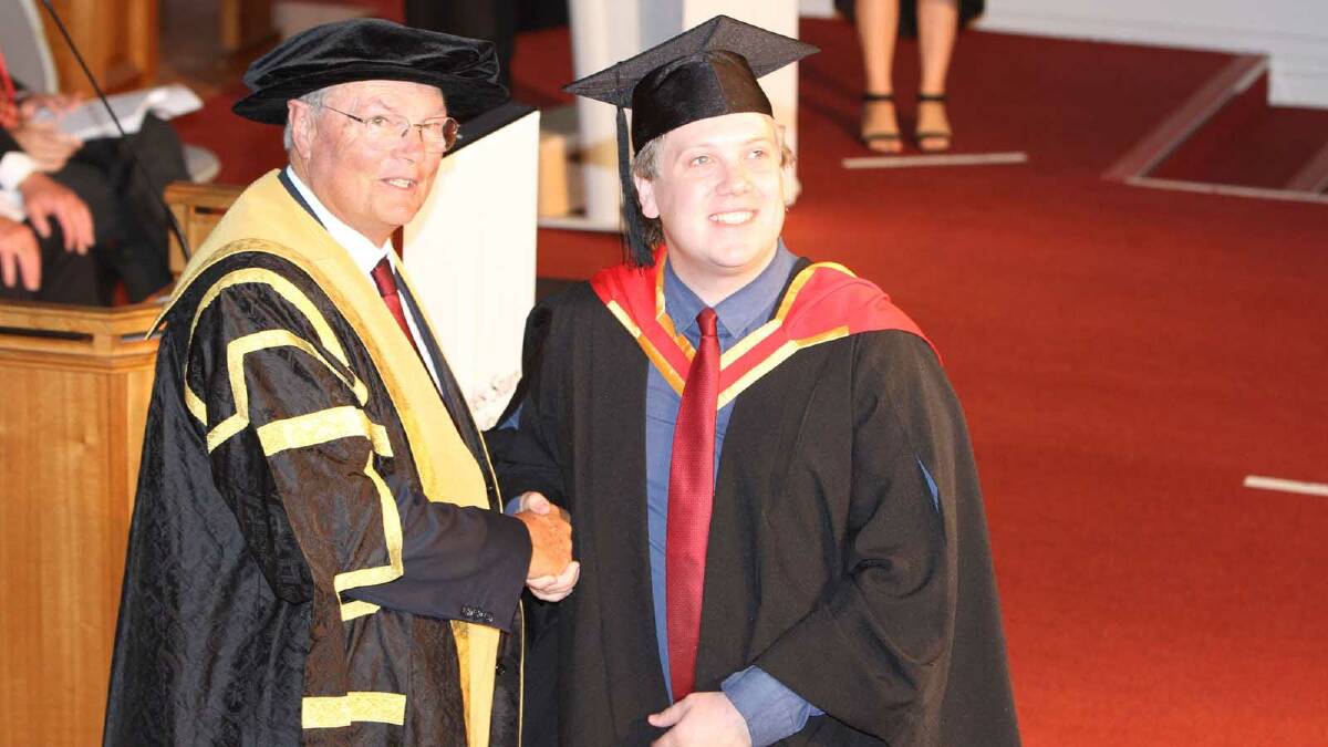 Graduating from Charles Sturt University with a Bachelor of Pharmacy (Honours Class 2 Division 1) is Christopher Sharp. Picture: Daisy Huntly