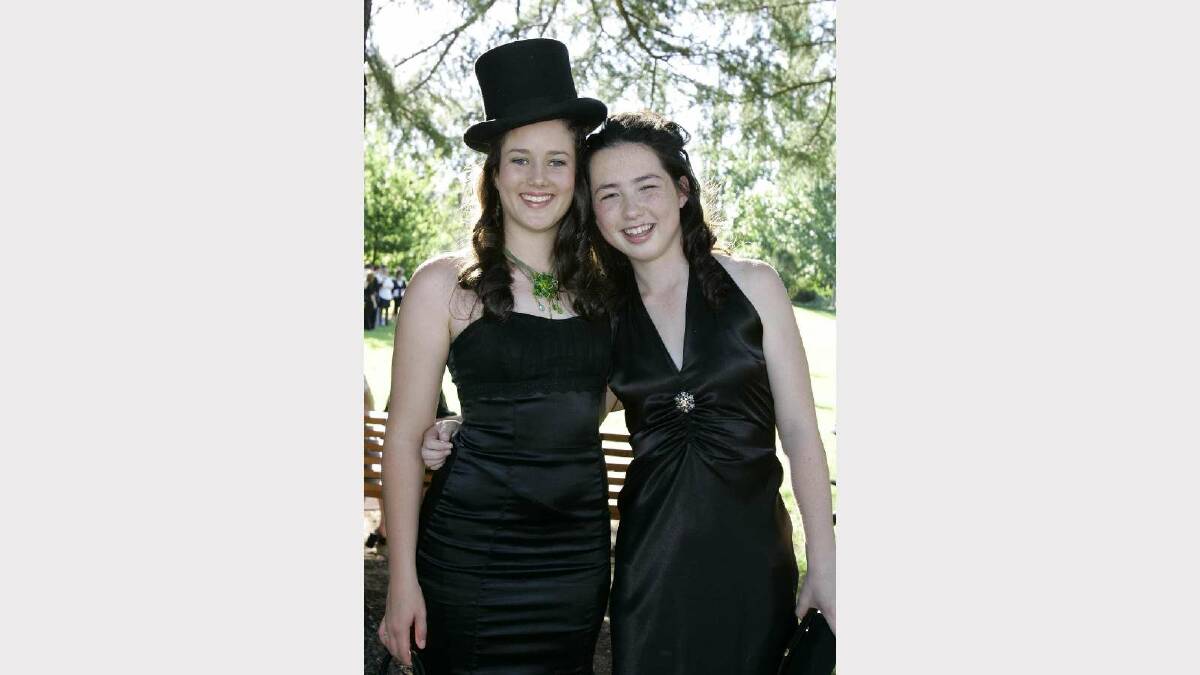 Christina McMillan and Jessica Madden at the Wagga High School year 12 formal. Picture: Les Smith
