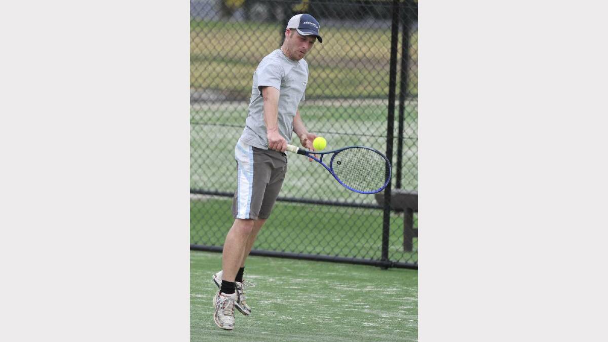 TENNIS: Pennant tennis at the Jim Elphick Tennis Centre. Wagga's Dane Mottley in action. Picture: Les Smith