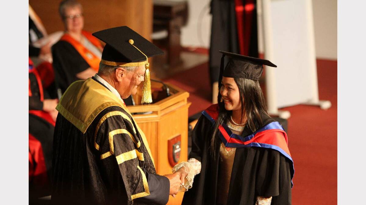 Graduating from Charles Sturt University with a Master of Business is Tieng Sopornita. Picture: Daisy Huntly