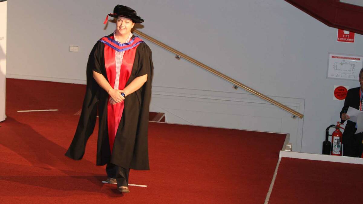 Graduating from Charles Sturt University with a Doctor of Philosophy is Camilla Vote. Picture: Daisy Huntly