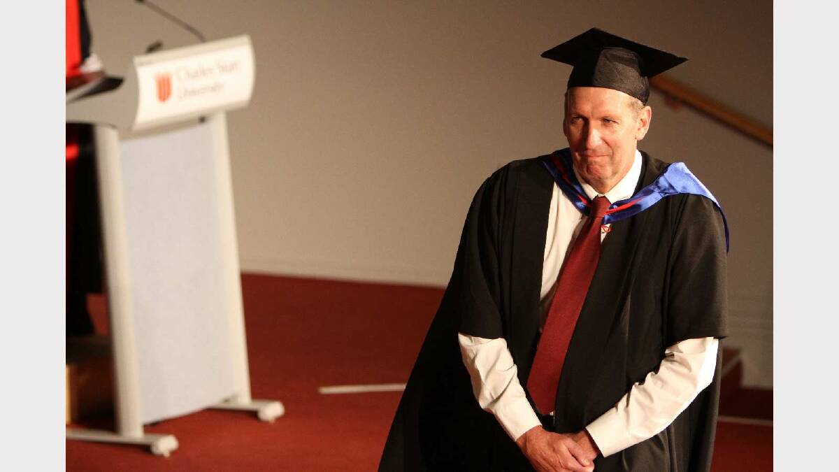 Graduating from Charles Sturt University with a Master of Business Administration is Glen McDermid. Picture: Daisy Huntly