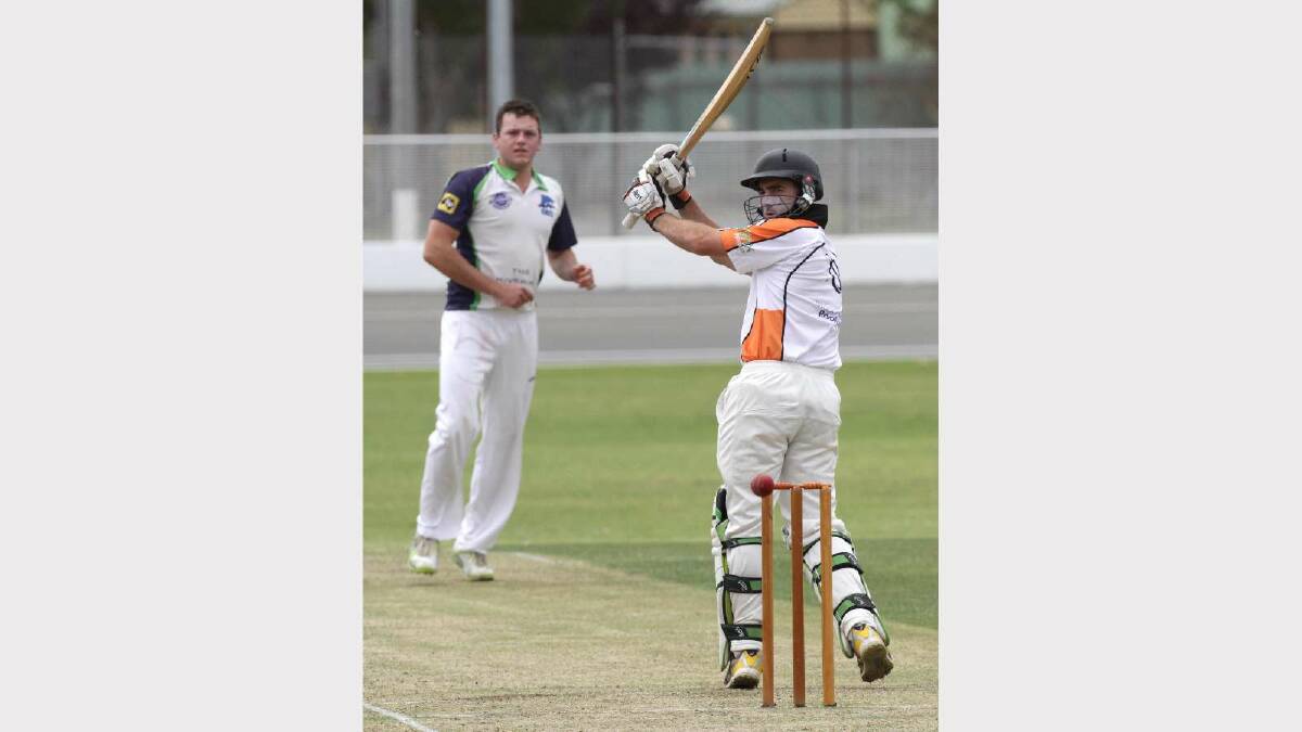 CRICKET: Wagga RSL v Wagga City at Wagga Cricket Ground. RSL's Will Silver gets some air off a Dom Alexander ball. Picture: Les Smith
