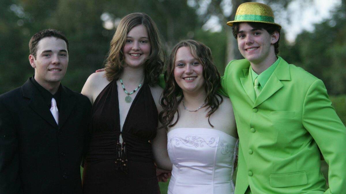 Andrew O'Connor, Claire Gyles, Ivy Breen-Palmer and Broderick Wade at the Mount Austin High School formal. Picture: Les Smith