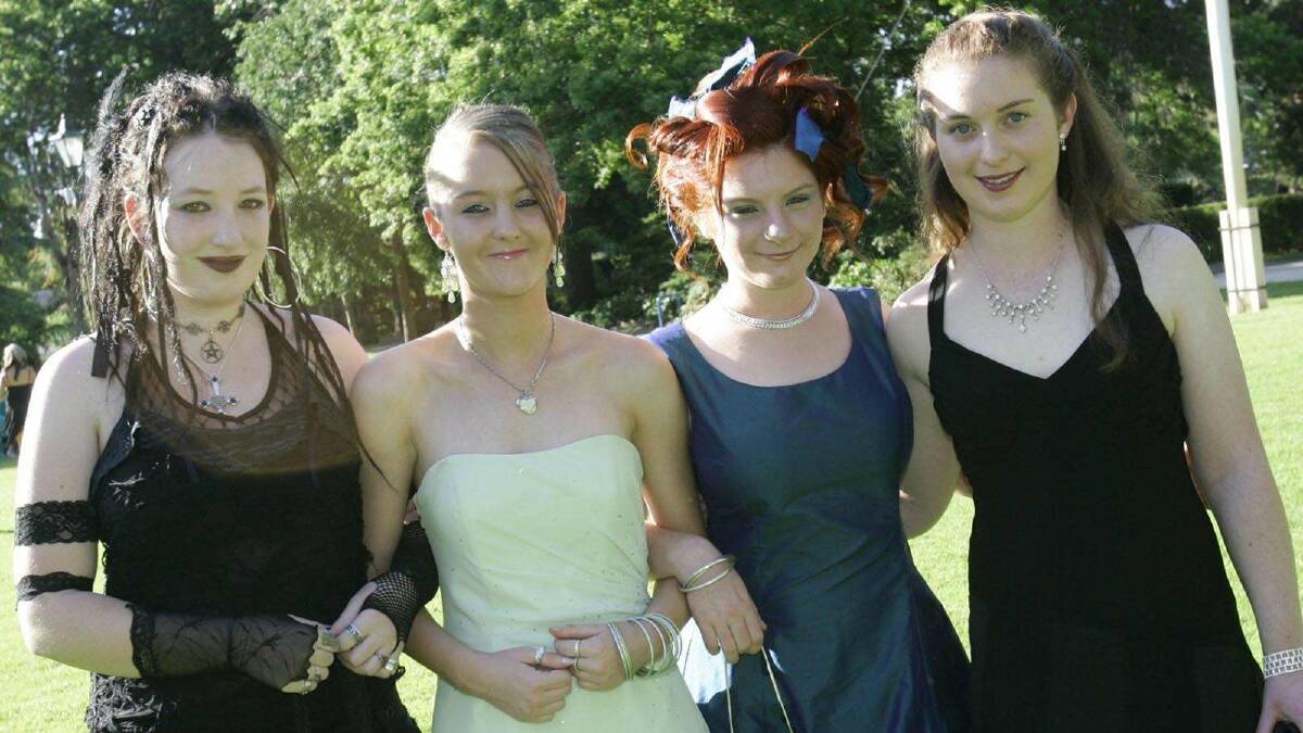 Lucy Price, Erin Jerrick, Madeline Delves and Jessica Smith at the Wagga High School year 12 formal. Picture: Les Smith