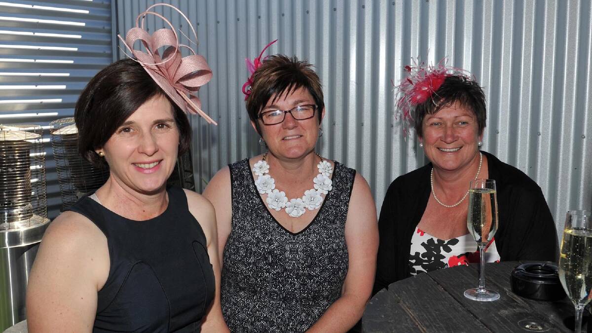 Glenys Yates, Janice Driscoll and Jane Hunter, all from Yerong Creek, at the Mad Hatters' Melbourne Cup party at Birdhouse. Picture: Michael Frogley