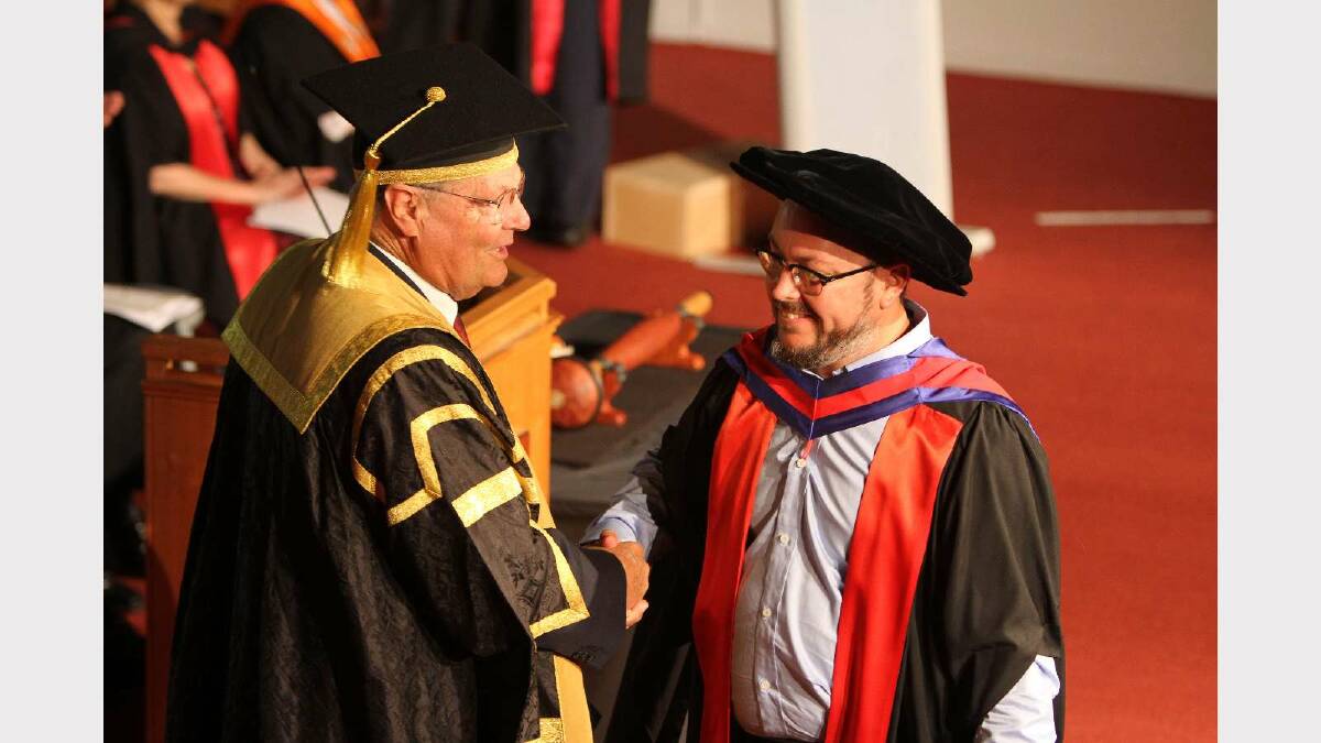  Graduating from Charles Sturt University with a Doctor of Philosophy is Adam Henschke. Picture: Daisy Huntly