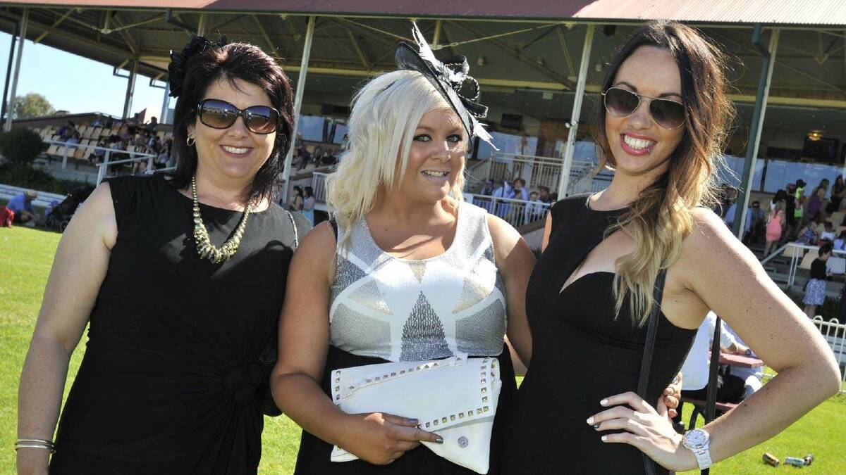 At the MTC Melbourne Cup race day are Kylie Lonergan-Prowse, Sami McQueen and Amanda Chappell. Picture: Les Smith