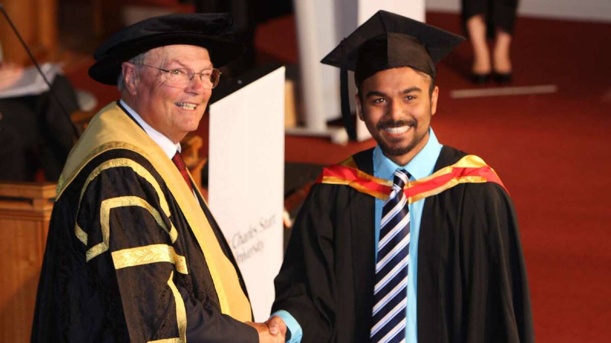 Graduating from Charles Sturt University with a Bachelor of Pharmacy is Pranibhay Nand. Picture: Daisy Huntly
