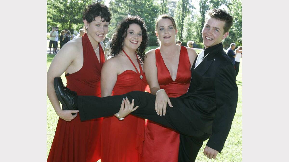 Kylie Douglas, Jessica Vearing, Erin Whiticker and Dan Staines at the Wagga High School year 12 formal. Picture: Les Smith