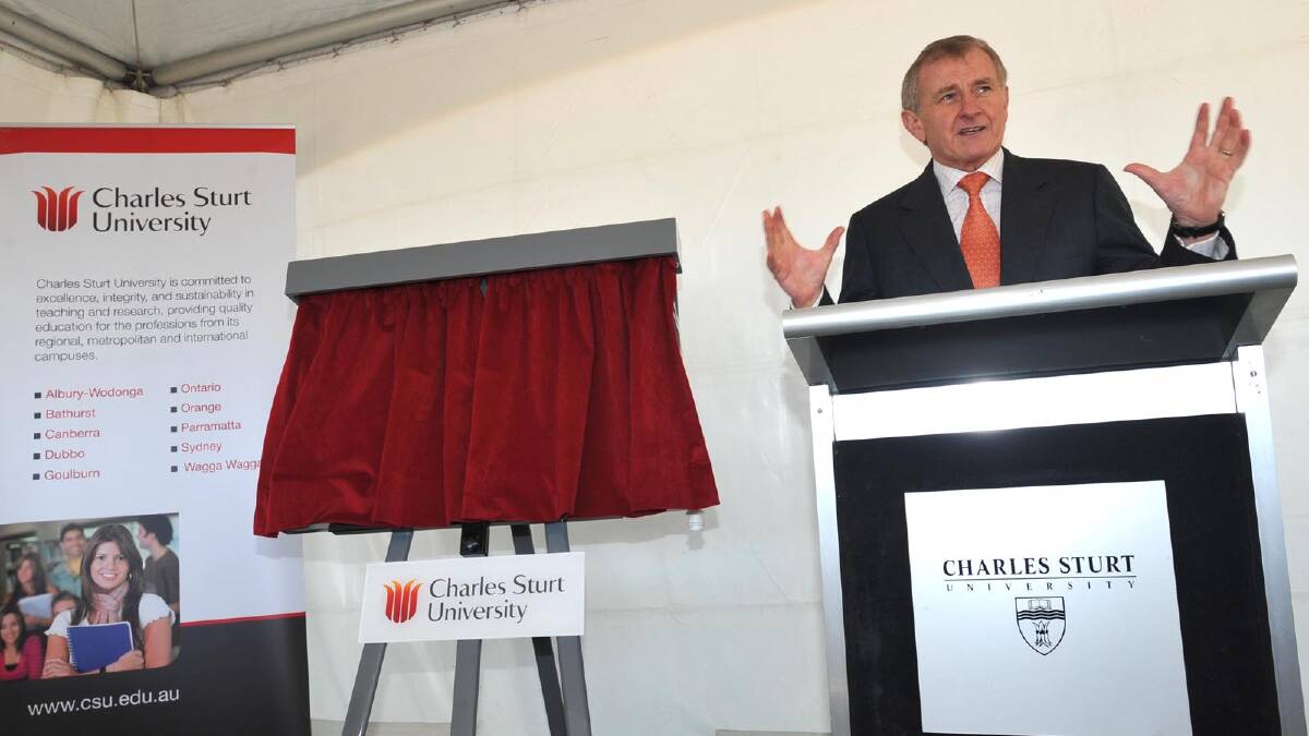 Mr Crean opens Charles Sturt University's rhyzolisimeter in July 2011. Picture: Les Smith