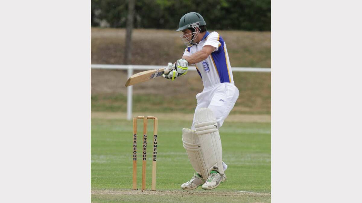 CRICKET: Kooringal Colts v Lake Albert at McPherson Oval. Jeremy Bunn gets a ball away for Colts. Picture: Les Smith