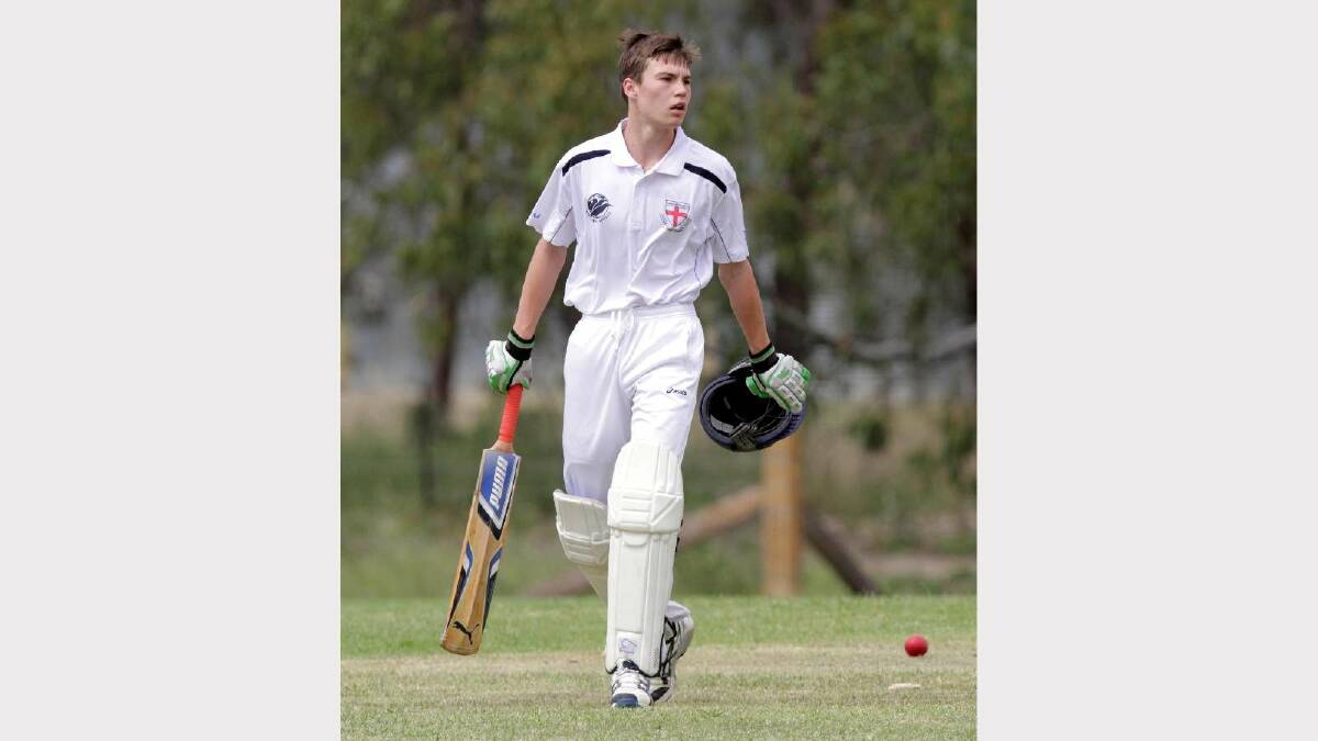 CRICKET: St Michaels v South Wagga at Rawlings Park. St Michaels bowler Fraser Noack exits the field. Picture: Les Smith