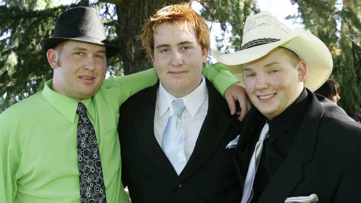 Jarred Smith, Greg Steinke and Norman Meyers at the Wagga High School year 12 formal. Picture: Les Smith